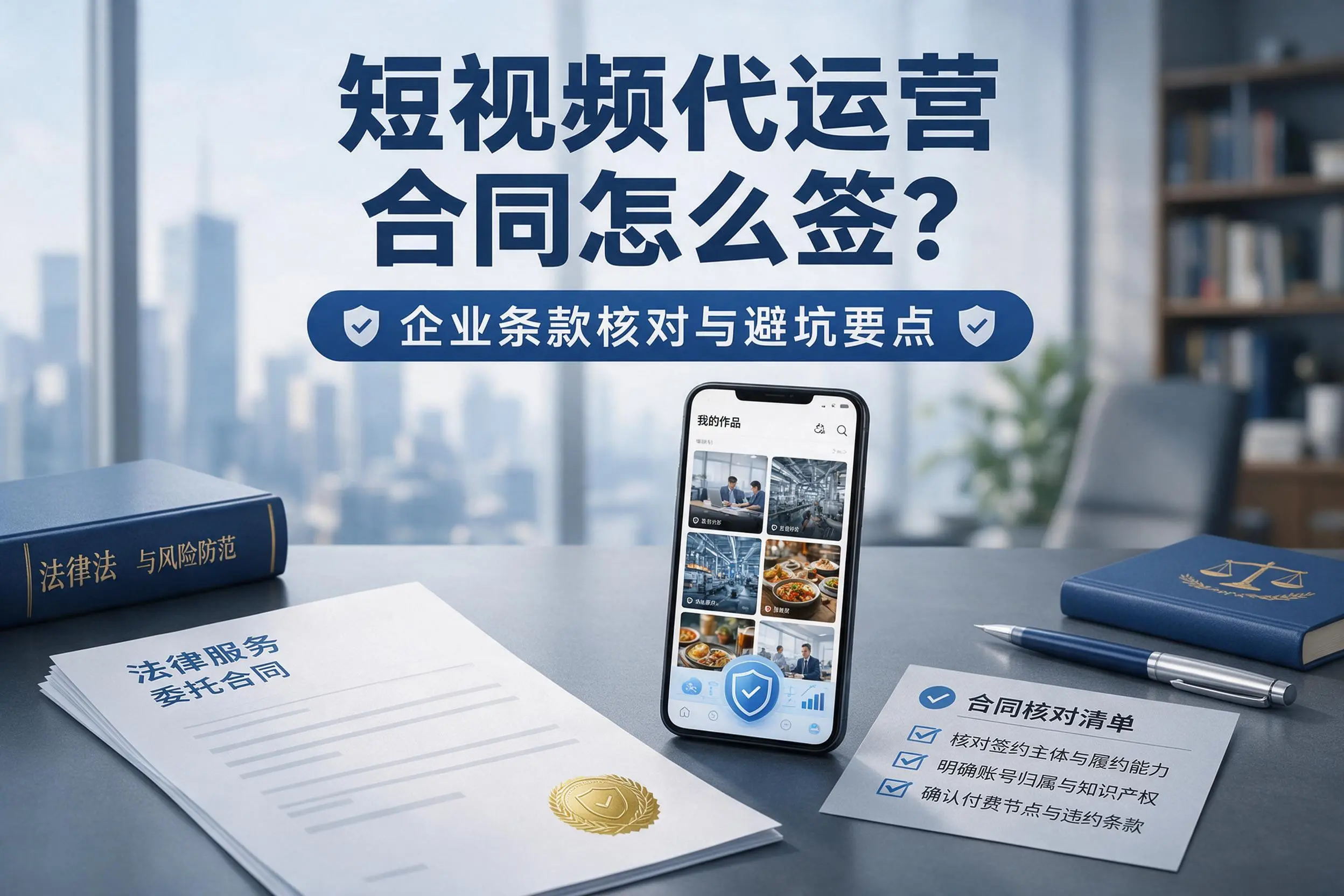 短视频代运营合同怎么签?天水企业条款核对与避坑要点