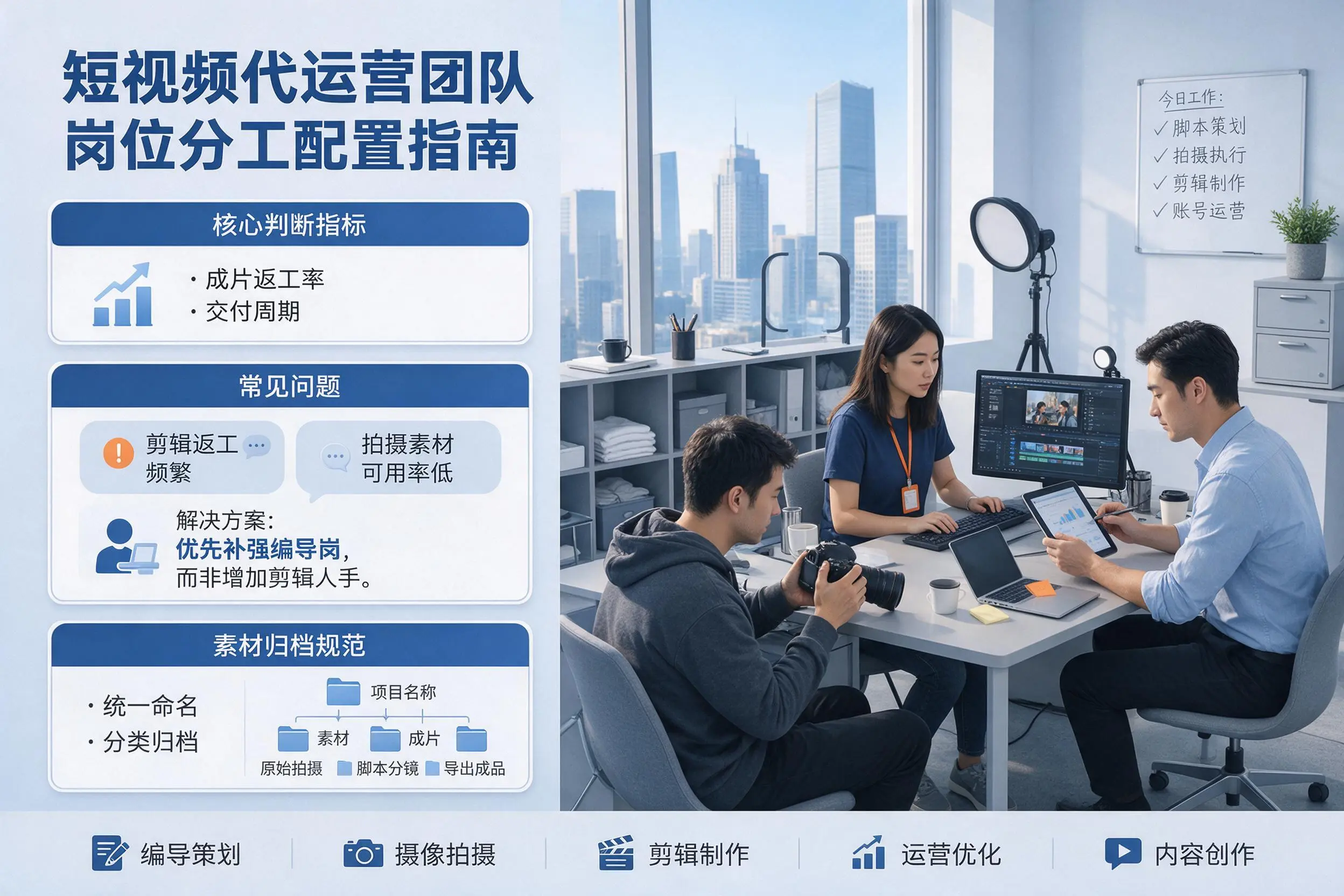短视频代运营团队如何配置?天水企业岗位分工科普说明