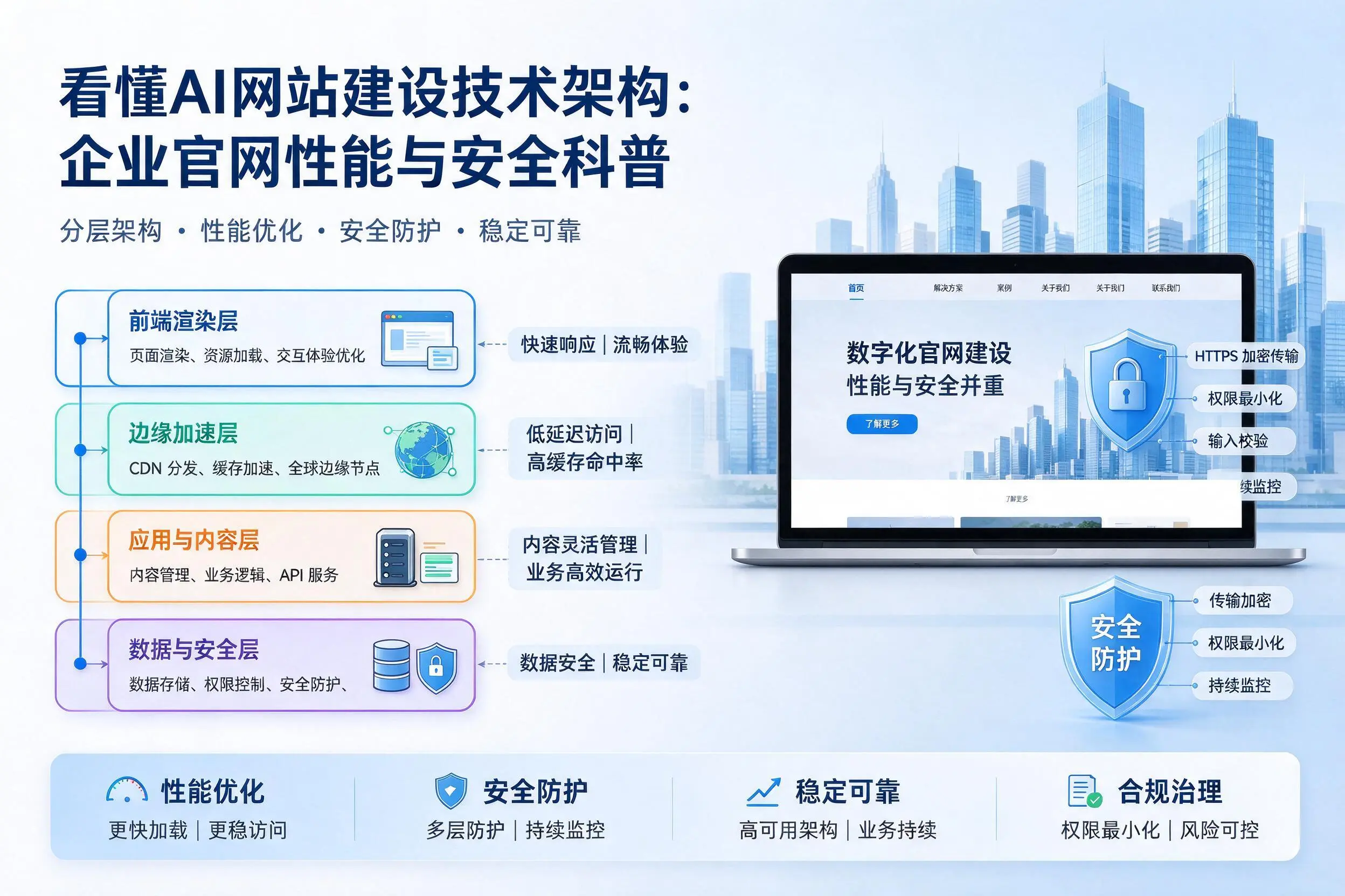 看懂AI网站建设技术架构：天水企业官网性能与安全科普