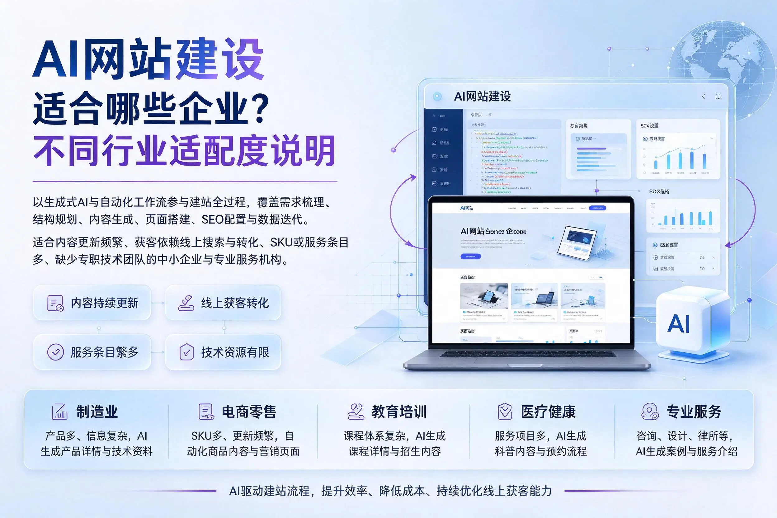 AI网站建设适合哪些企业?天水不同行业适配度说明